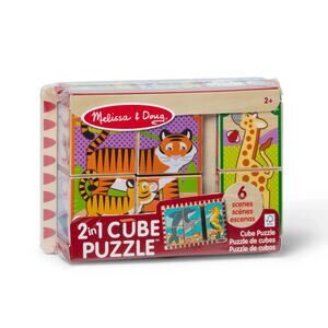 Melissa & Doug 2-in-1 Cube Puzzle Sealed Toddler Toy Wooden Cube Puzzle Animals